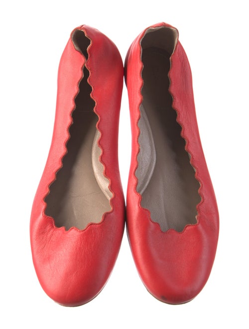 Chloé Leather Scalloped Accent Ballet Flats
