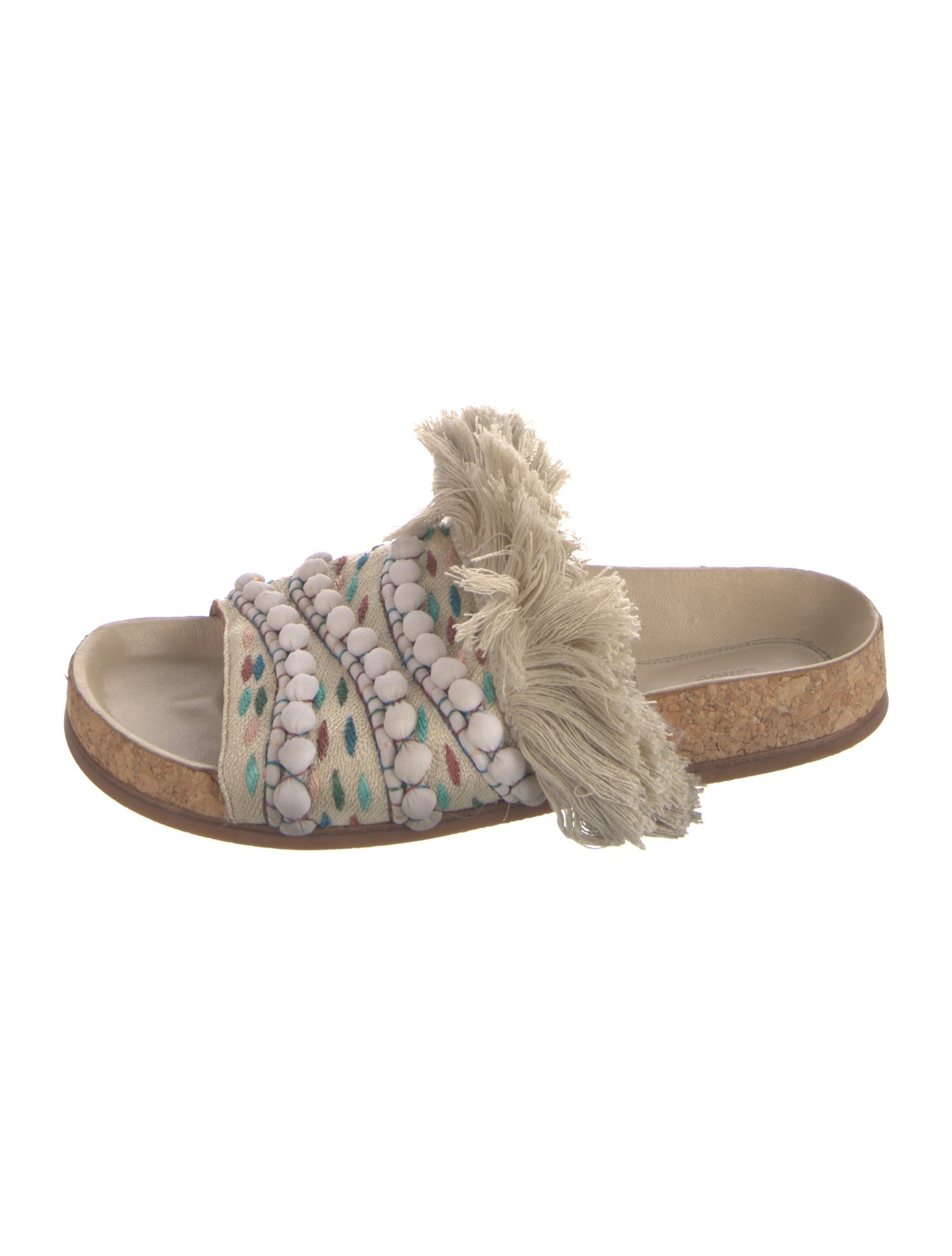 Chloé Patterned Fringe Trim Accent Slides