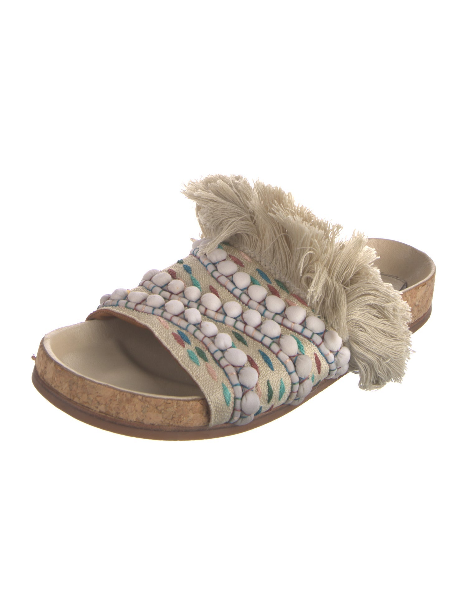 Chloé Patterned Fringe Trim Accent Slides