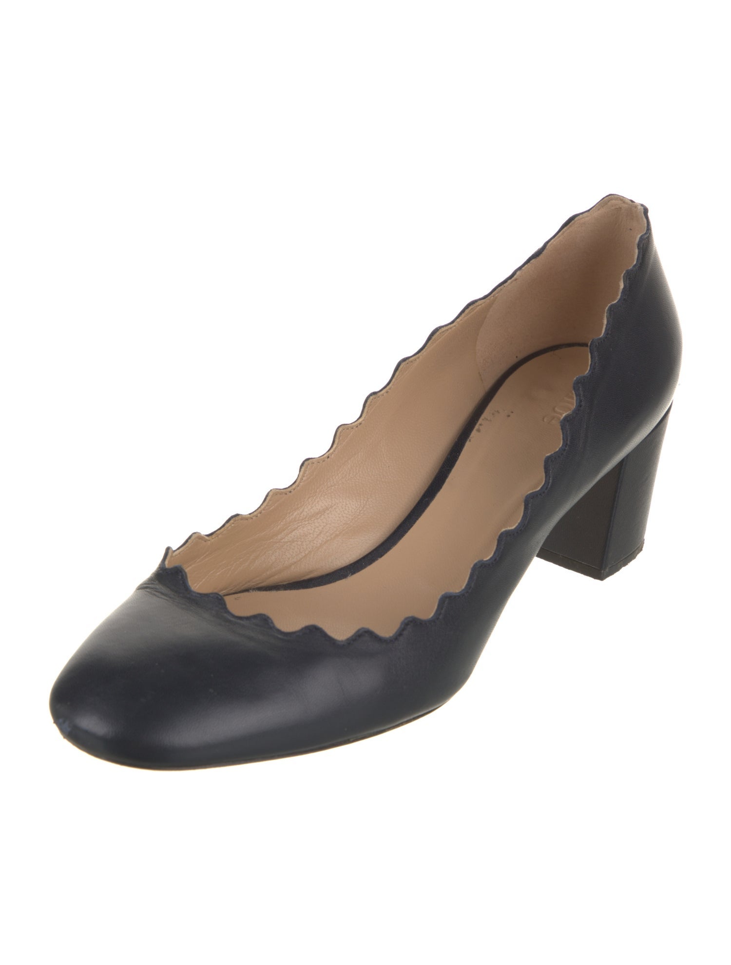 Chloé Leather Scalloped Accent Pumps