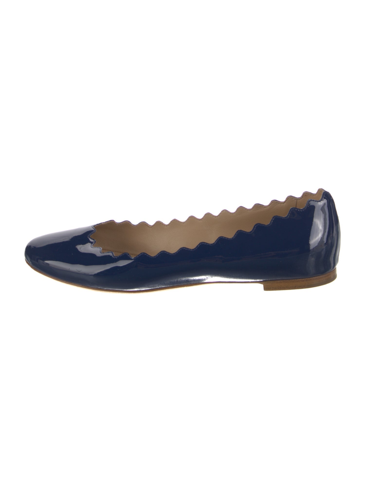 Chloé Patent Leather Scalloped Accent Ballet Flats