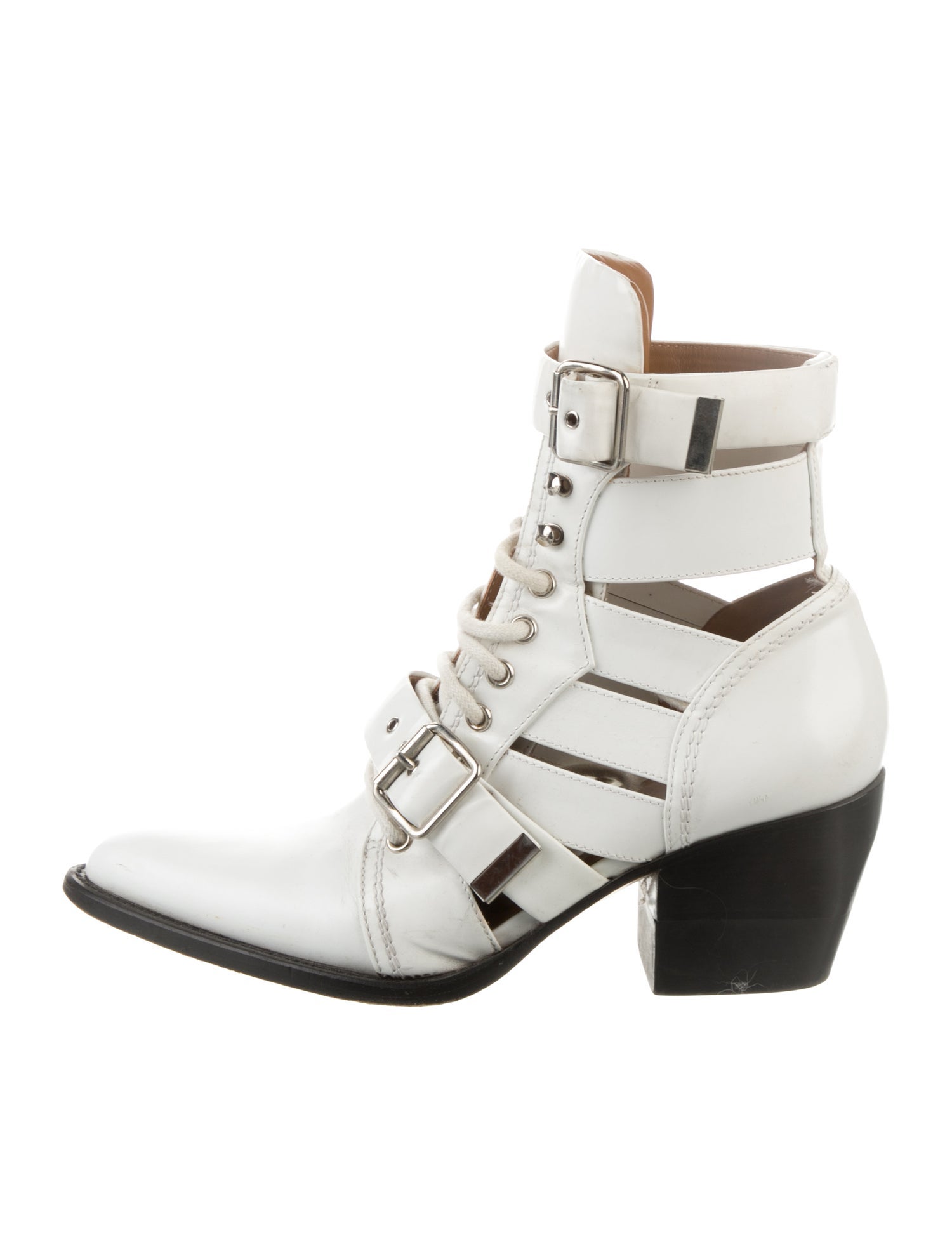 Chloé Leather Colorblock Pattern Lace-Up Boots