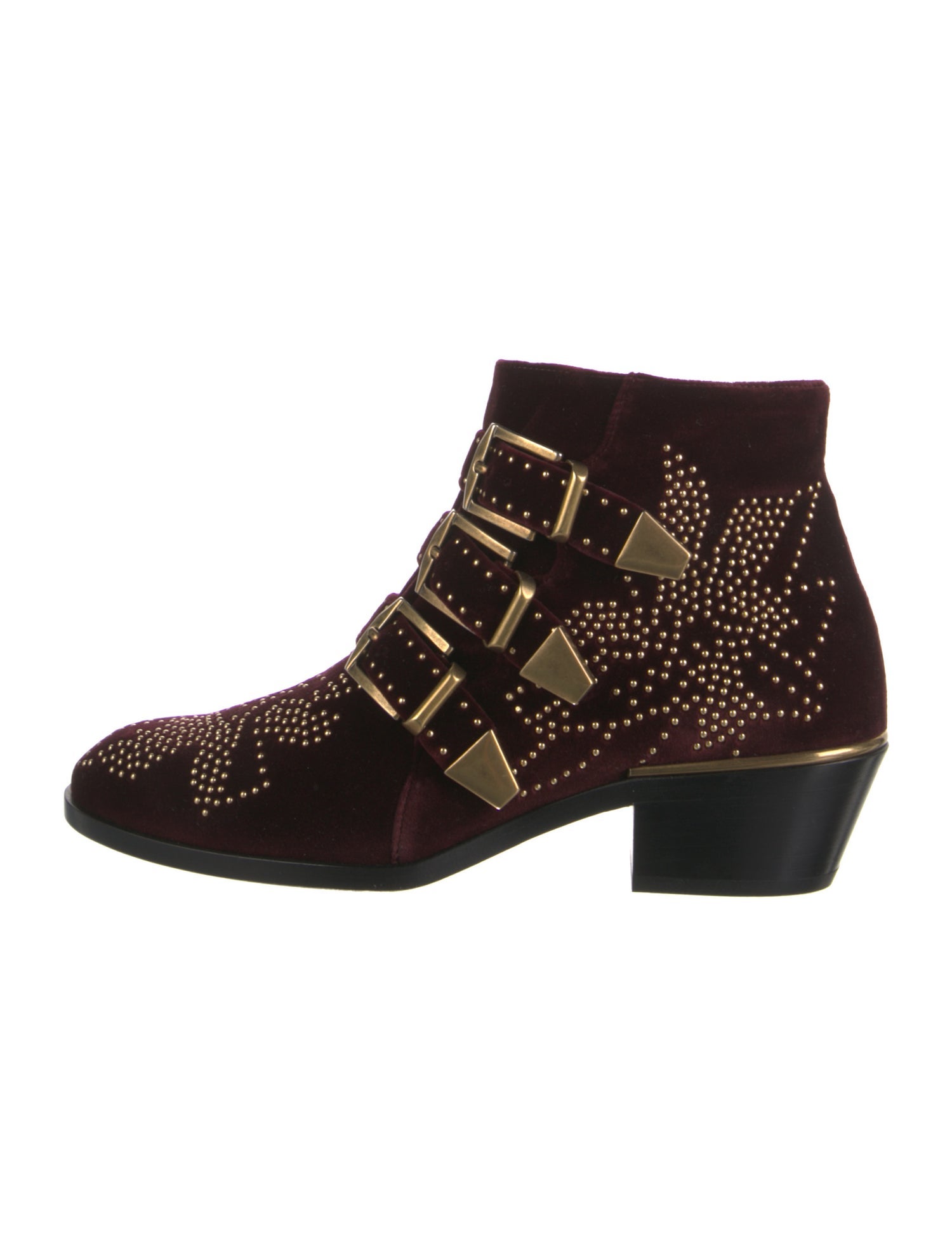 Chloé Velvet Studded Accents Western Boots