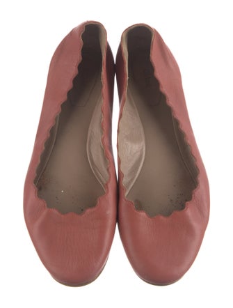 Chloé Leather Scalloped Accent Ballet Flats