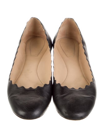 Chloé Leather Scalloped Accent Ballet Flats