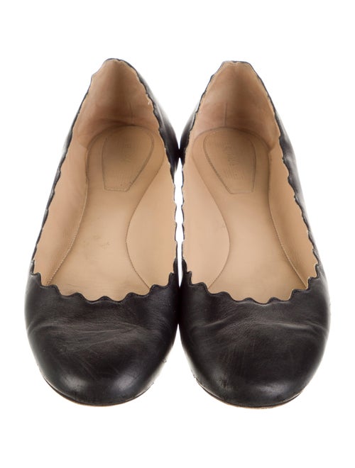 Chloé Leather Scalloped Accent Ballet Flats