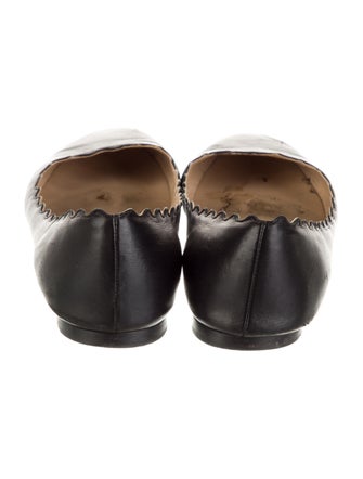 Chloé Leather Scalloped Accent Ballet Flats