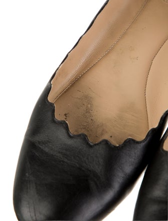 Chloé Leather Scalloped Accent Ballet Flats