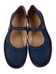 Chloé Denim Leather Trim Embellishment Mary Jane Flats