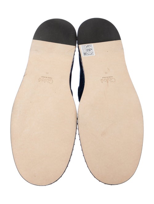 Chloé Denim Leather Trim Embellishment Mary Jane Flats