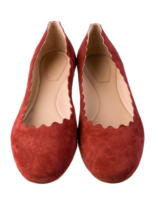 Chloé Suede Scalloped Accent Ballet Flats