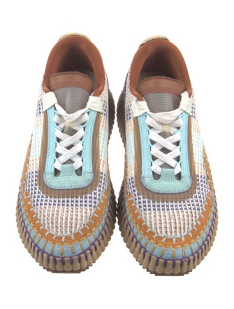 Chloé Tweed Pattern Whipstitch Trim Sneakers