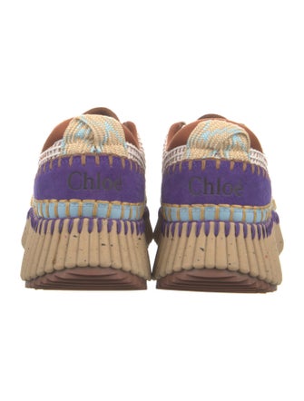 Chloé Tweed Pattern Whipstitch Trim Sneakers