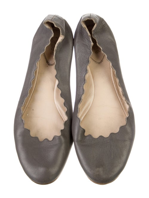 Chloé Leather Scalloped Accent Ballet Flats