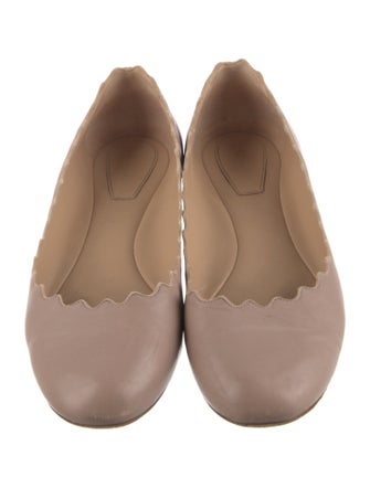 Chloé Leather Scalloped Accent Ballet Flats