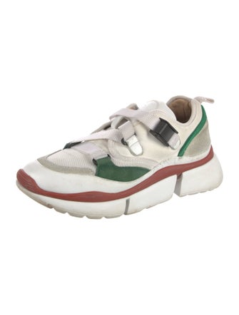 Chloé Canvas Leather Trim Embellishment Sneakers