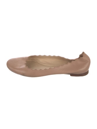 Chloé Leather Scalloped Accent Ballet Flats
