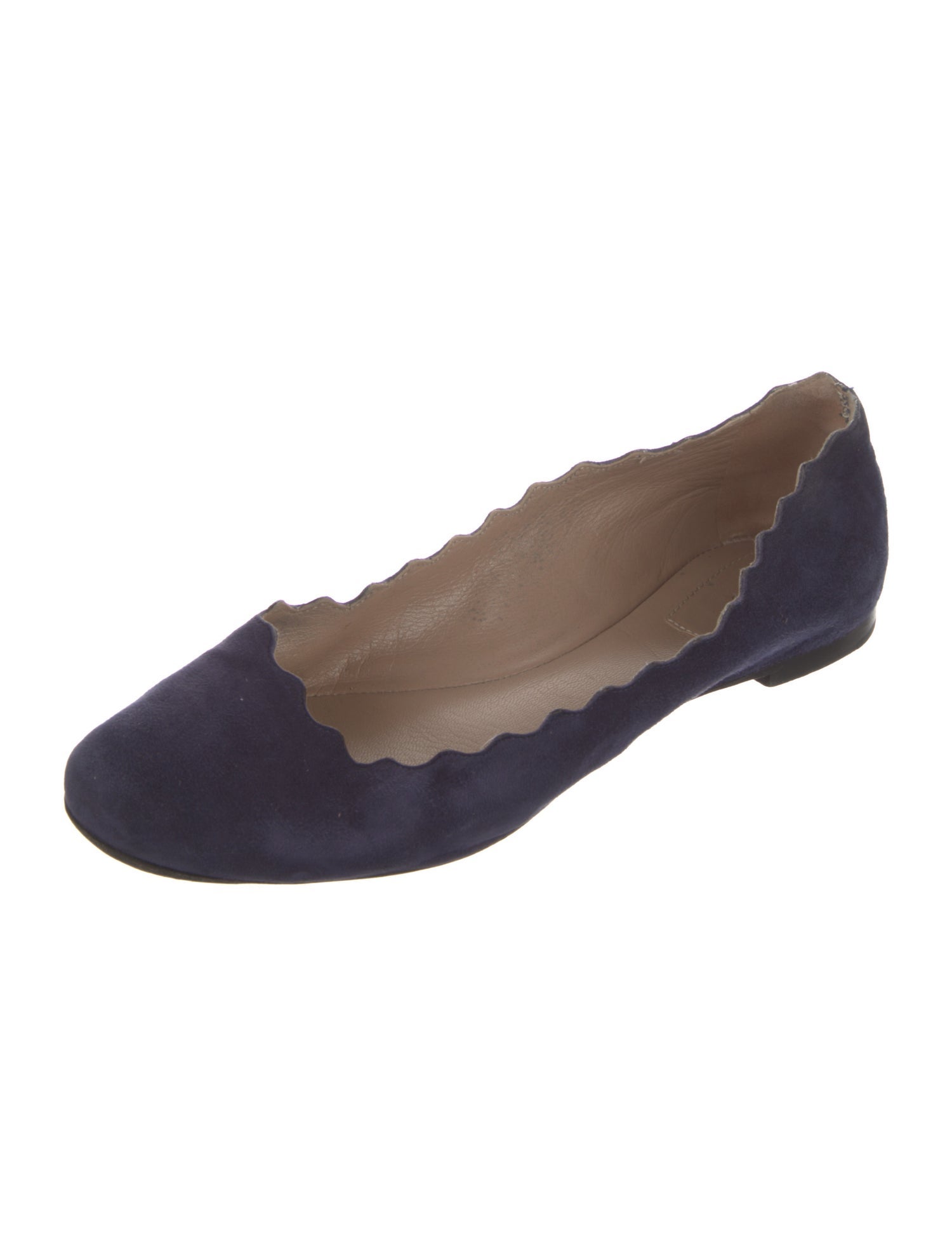 Chloé Suede Scalloped Accent Ballet Flats