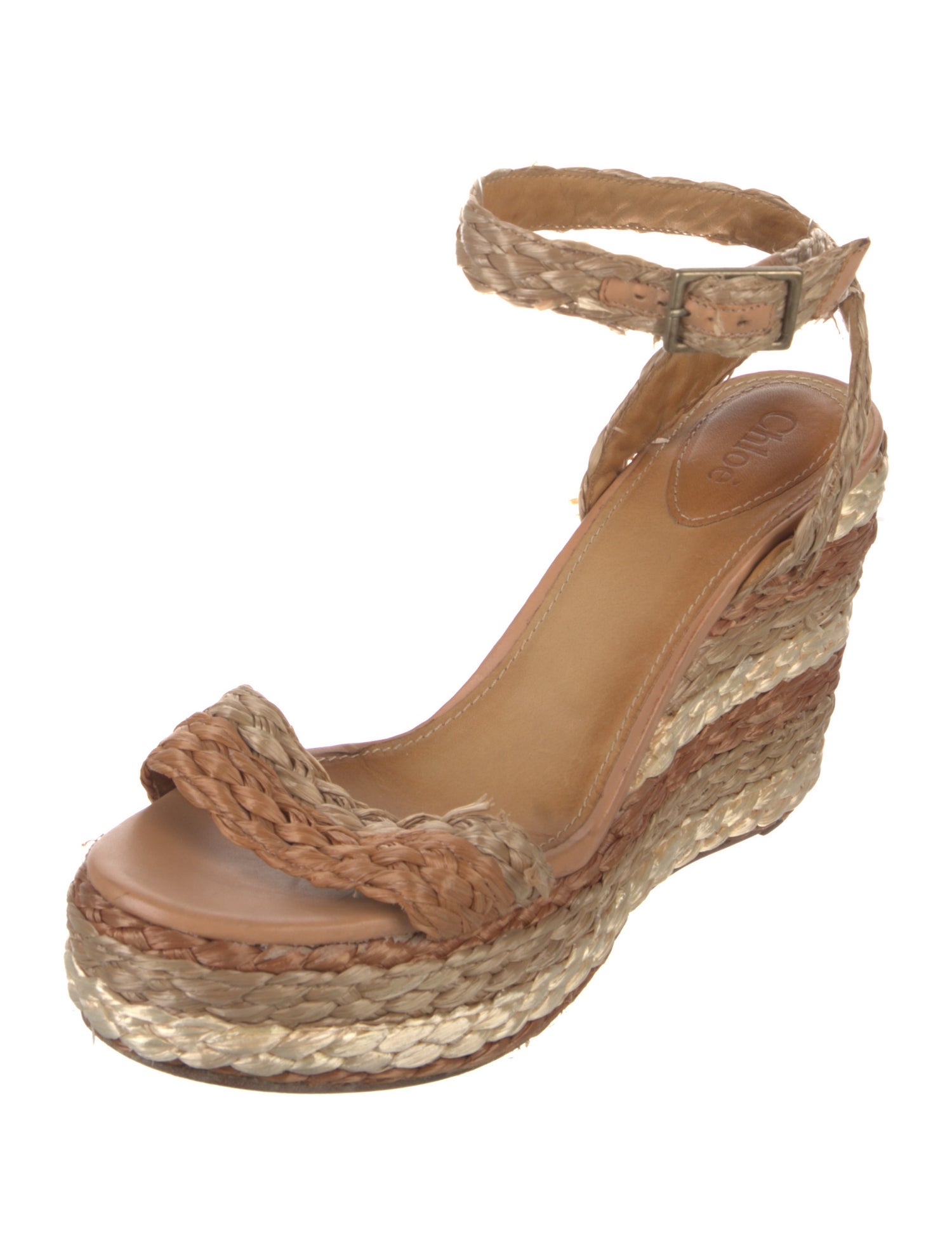 Chloé Straw Striped Espadrilles