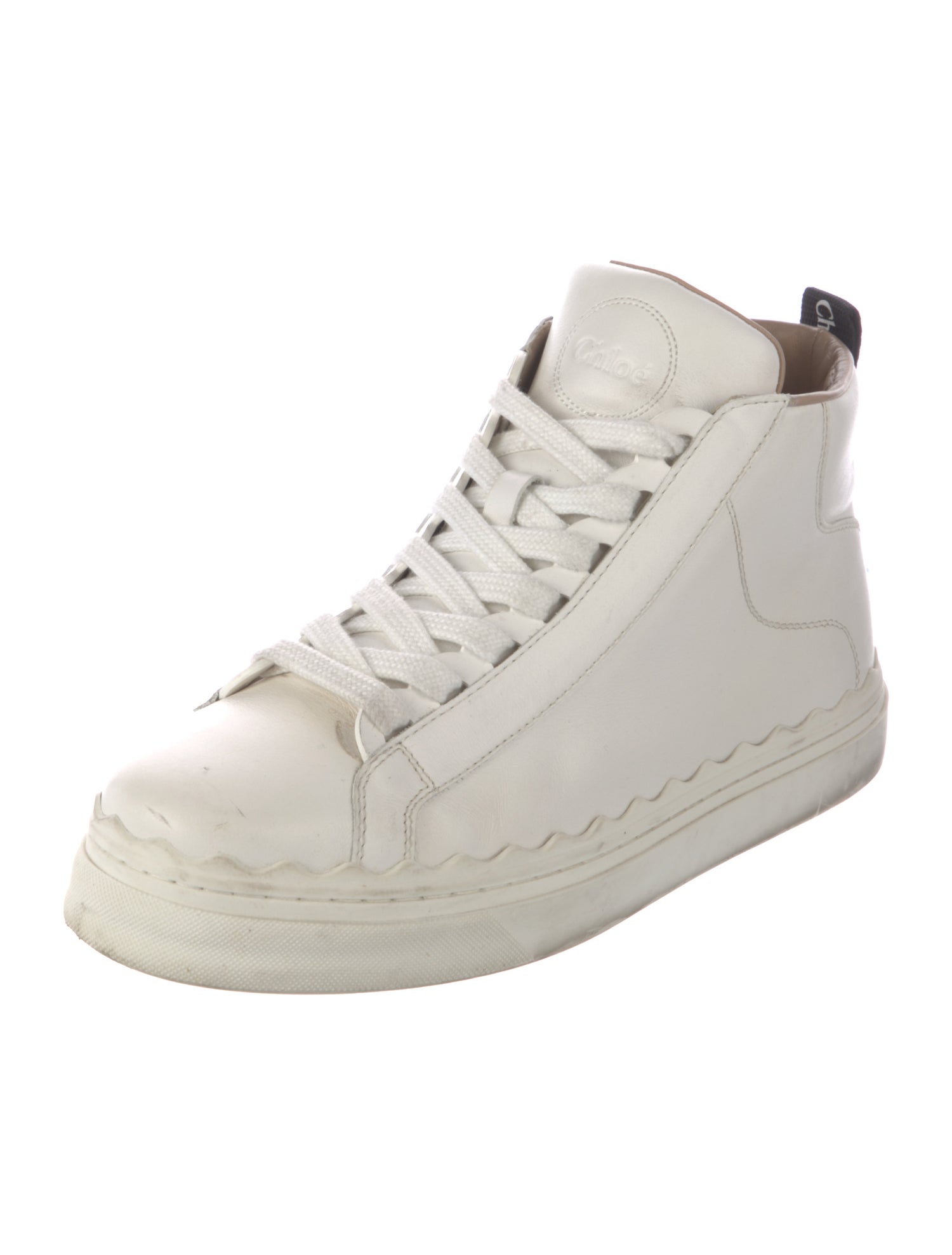 Chloé Leather Scalloped Accent Sneakers