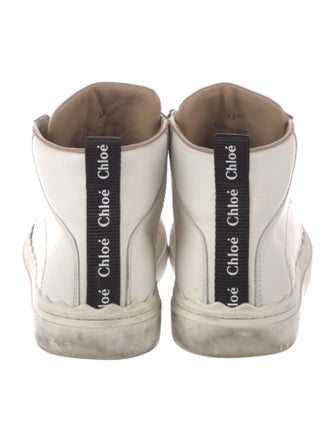 Chloé Leather Scalloped Accent Sneakers