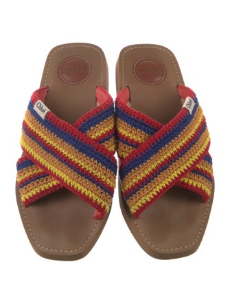 Chloé Colorblock Pattern Crochet Trim Slides