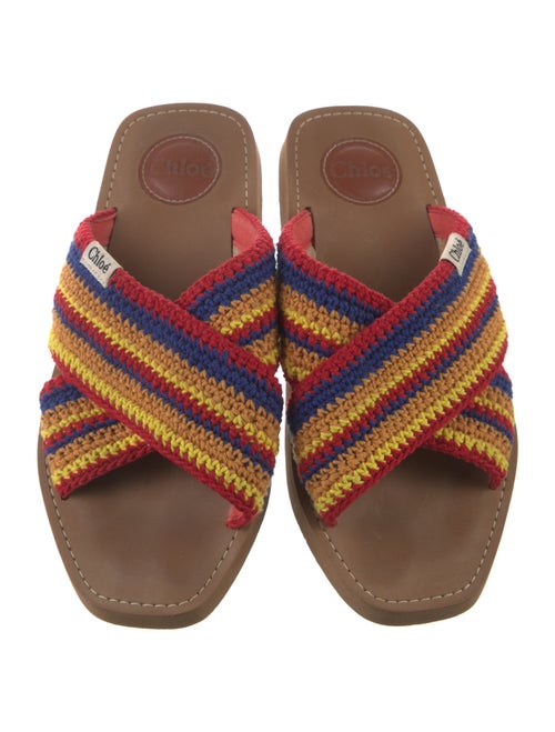 Chloé Colorblock Pattern Crochet Trim Slides