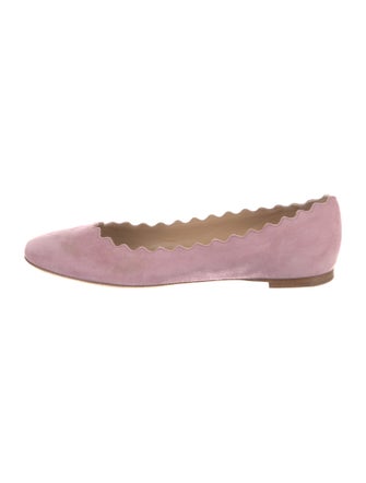 Chloé Suede Scalloped Accent Ballet Flats