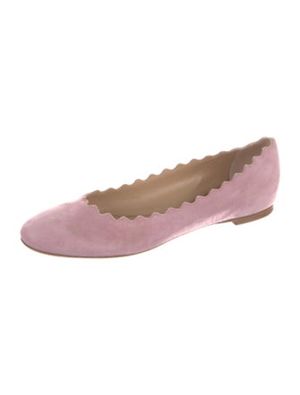 Chloé Suede Scalloped Accent Ballet Flats
