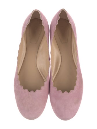 Chloé Suede Scalloped Accent Ballet Flats