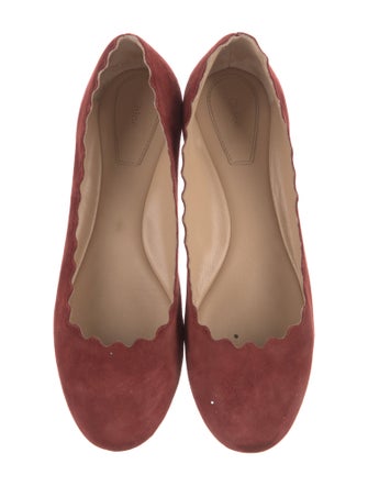 Chloé Suede Scalloped Accent Ballet Flats