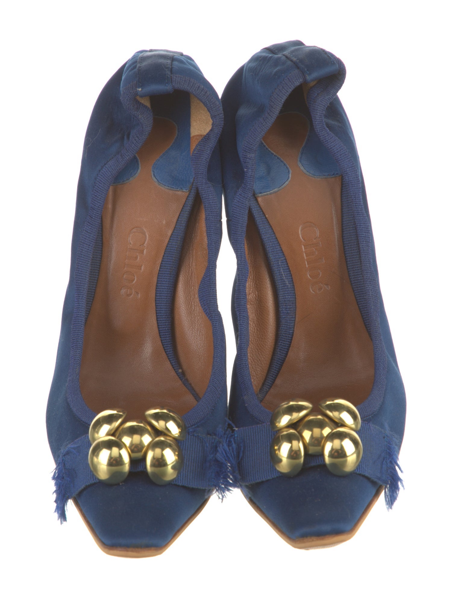 Chloé Satin Fringe Trim Accent Slingback Pumps