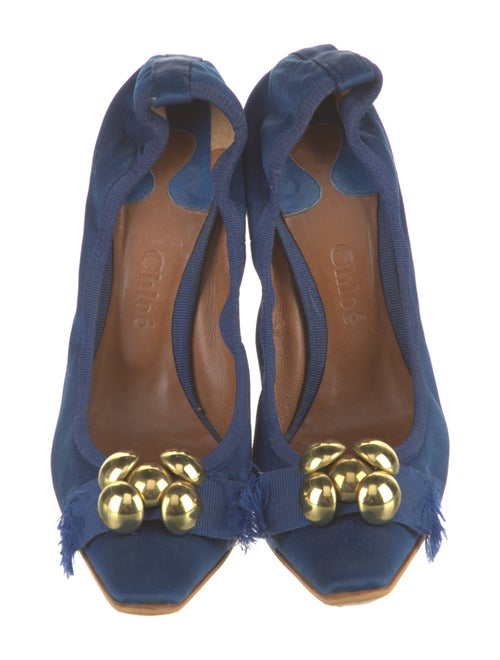 Chloé Satin Fringe Trim Accent Slingback Pumps