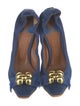 Chloé Satin Fringe Trim Accent Slingback Pumps
