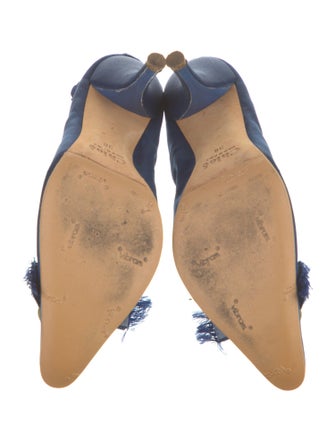 Chloé Satin Fringe Trim Accent Slingback Pumps