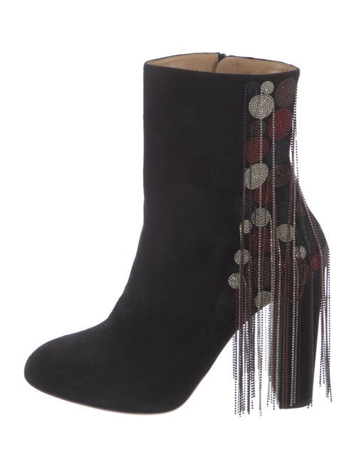 Chloé Suede Beaded Accents Lace-Up Boots