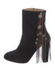 Chloé Suede Beaded Accents Lace-Up Boots