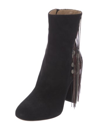 Chloé Suede Beaded Accents Lace-Up Boots