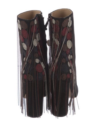 Chloé Suede Beaded Accents Lace-Up Boots