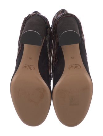 Chloé Suede Beaded Accents Lace-Up Boots