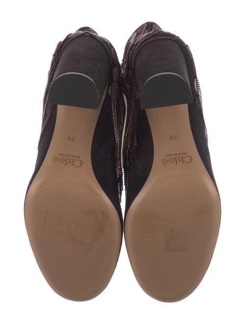 Chloé Suede Beaded Accents Lace-Up Boots