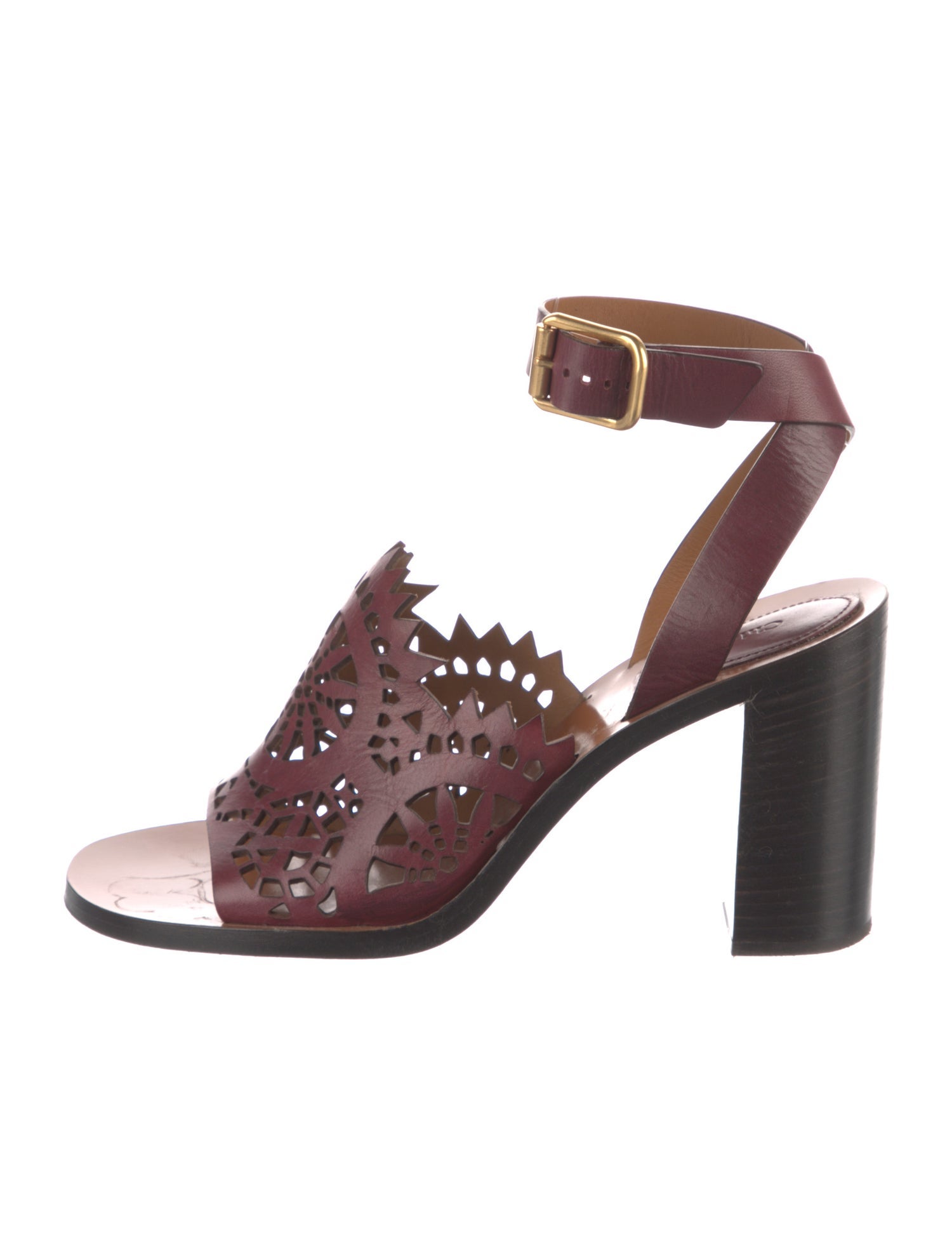 Chloé Leather Lasercut Accents Sandals