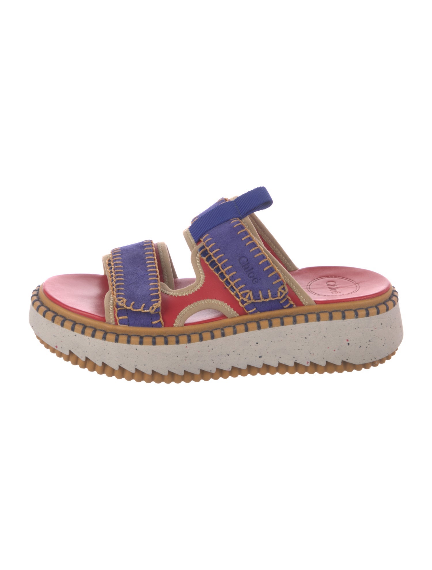 Chloé Suede Striped Slides