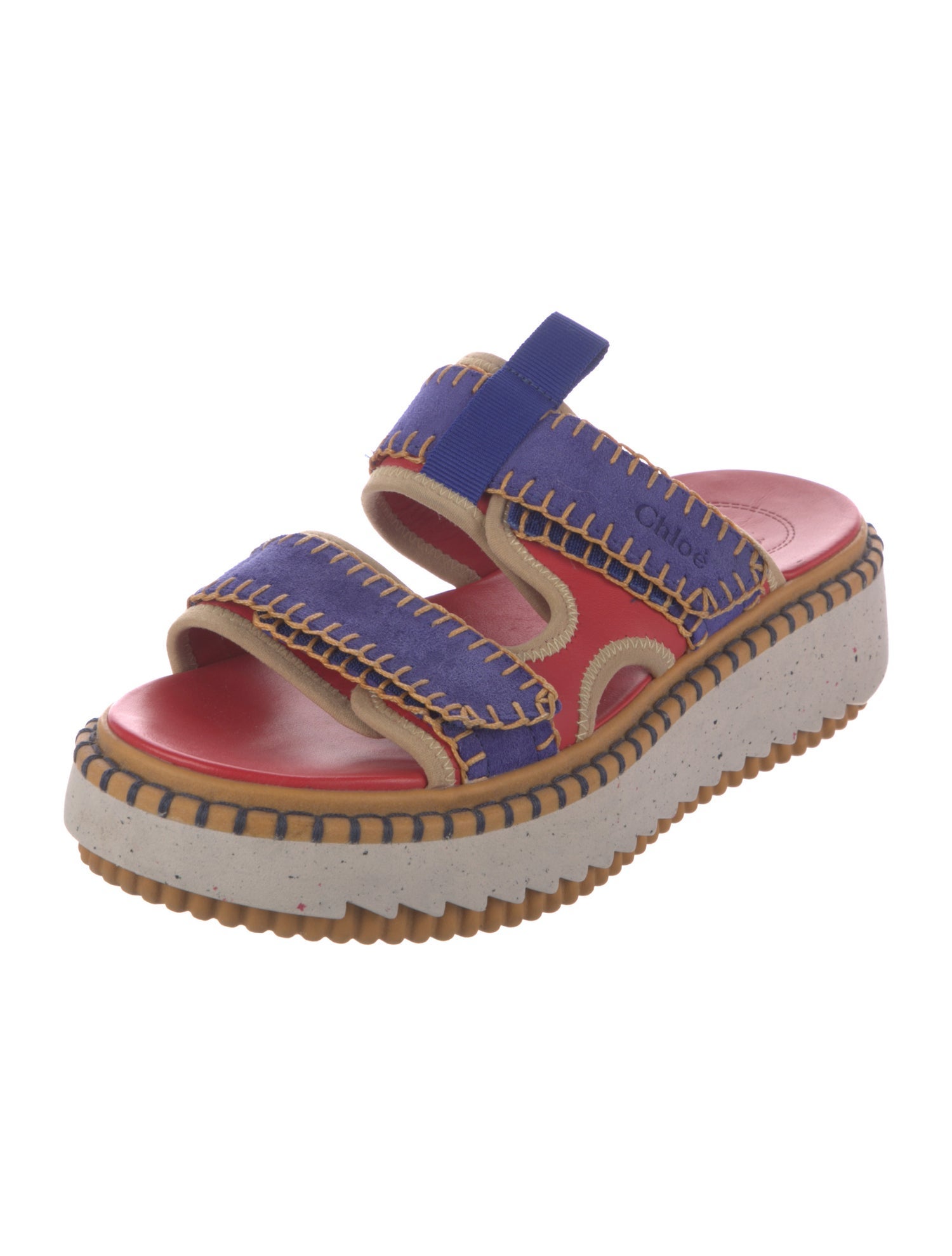 Chloé Suede Striped Slides