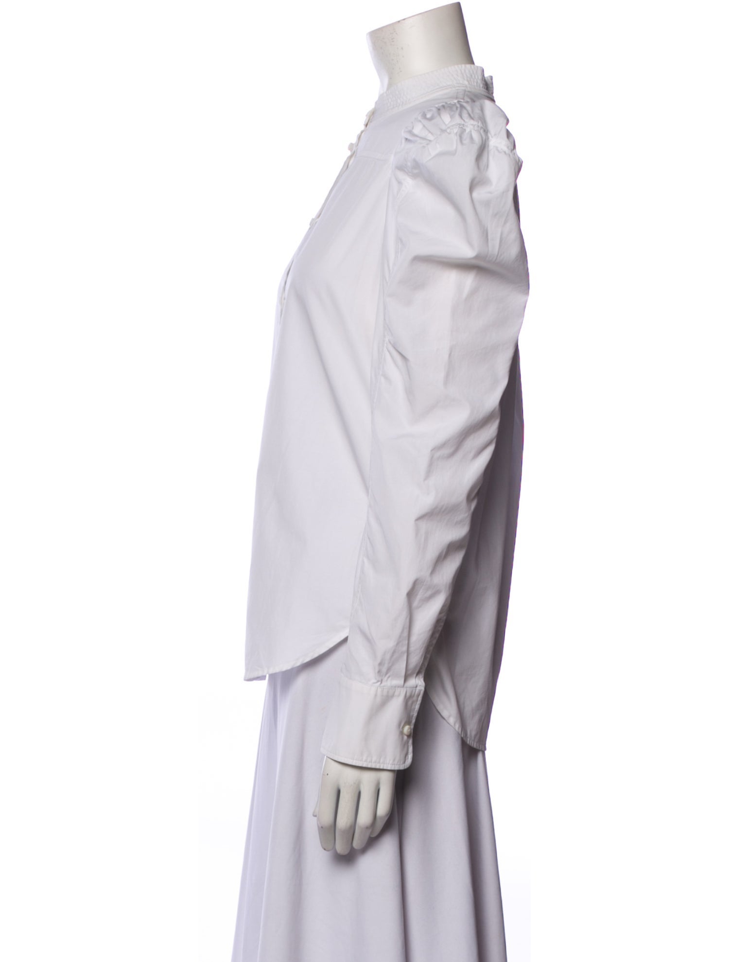 Chloé Mock Neck Long Sleeve Button-Up Top