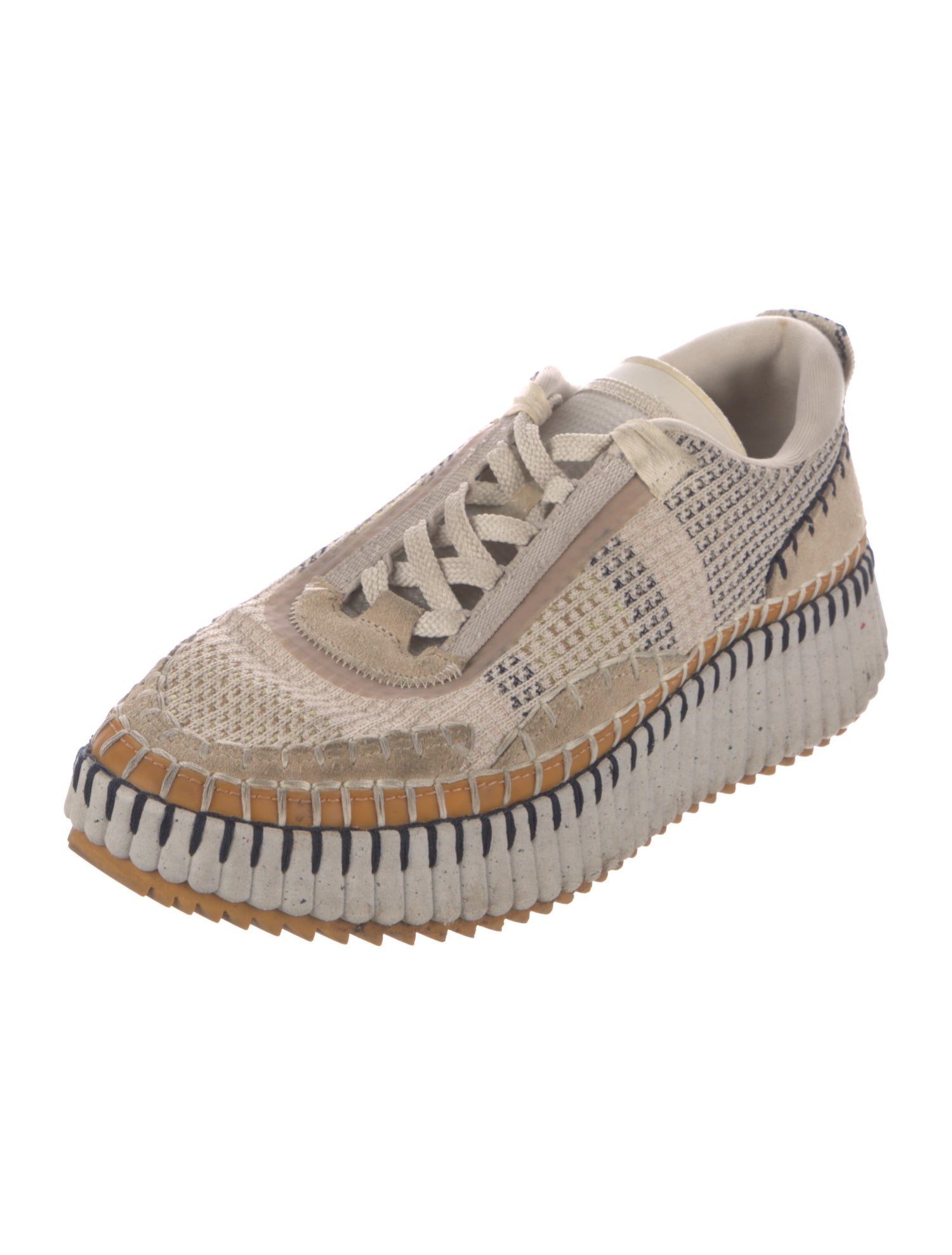 Chloé Tweed Pattern Sneakers