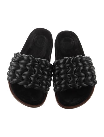Chloé Leather Braided Accents Slides