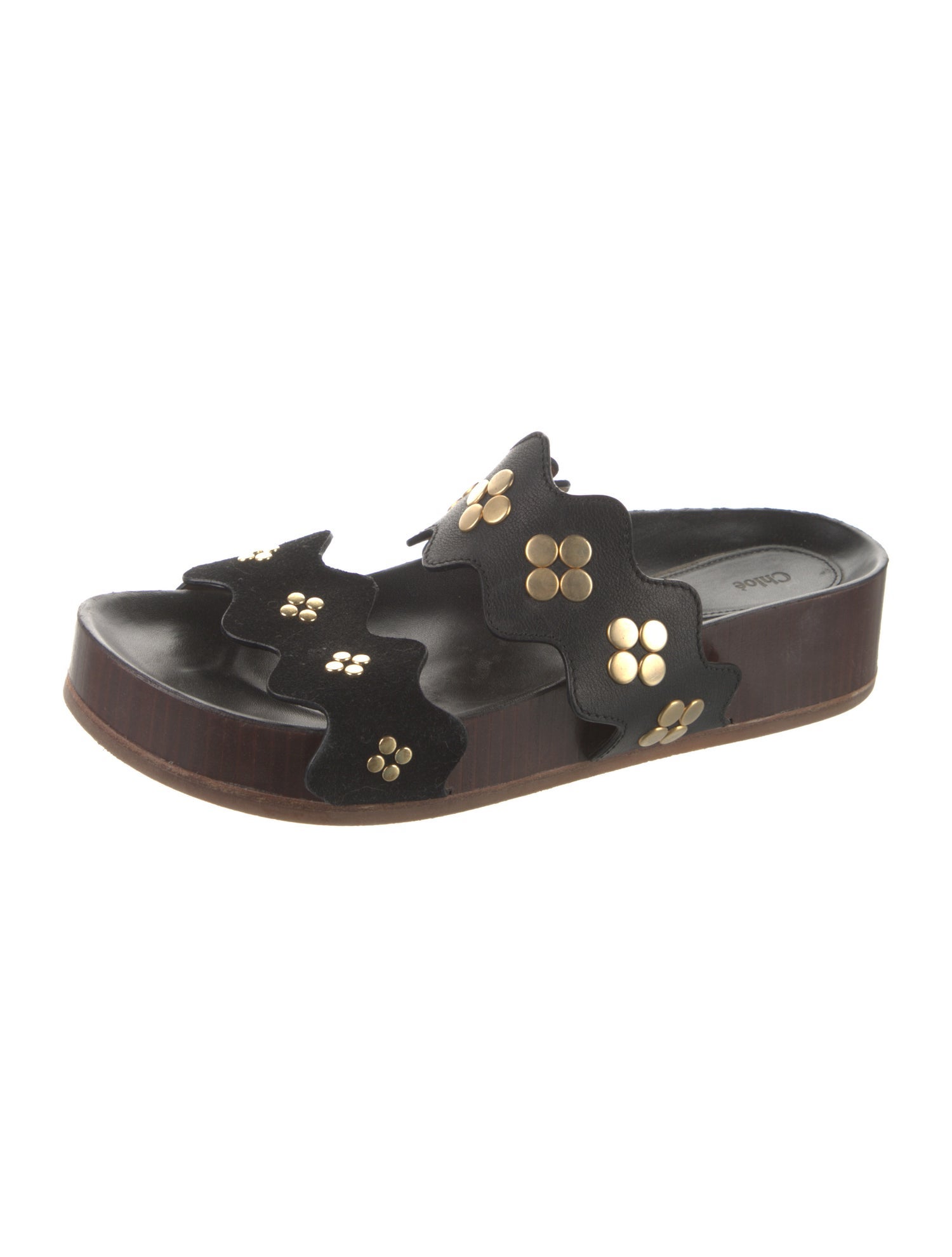 Chloé Leather Studded Accents Slides