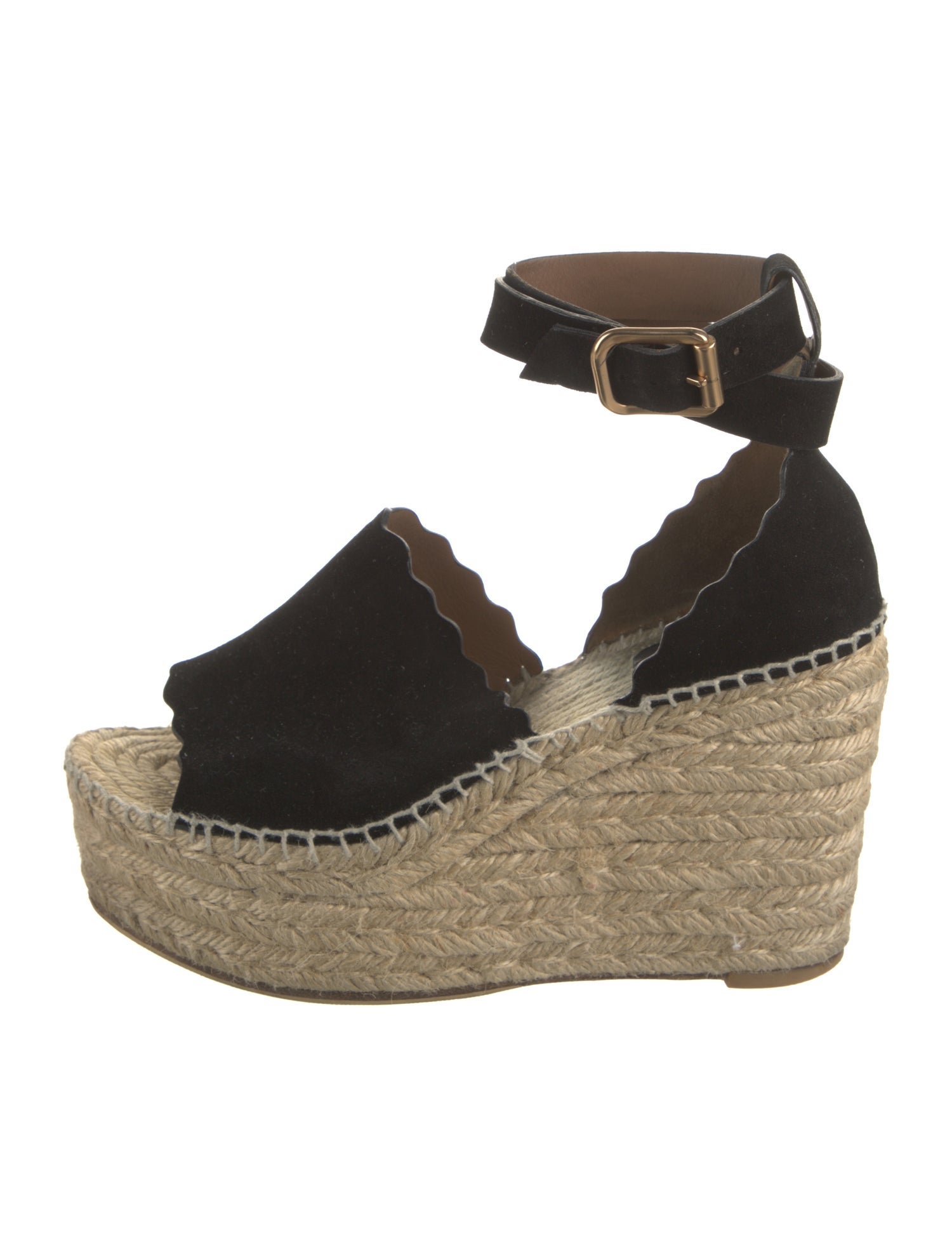 Chloé Suede Scalloped Accent Espadrilles