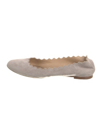 Chloé Suede Scalloped Accent Ballet Flats